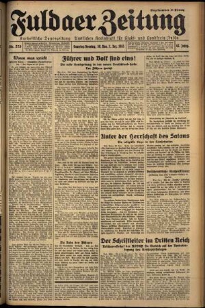 Erste Ausgabe vom Sonntag, den 01. Dezember 1935.