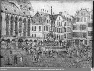 Liebfrauenberg mit Liebfrauenkirche (angeschnitten) und Liebfrauenbrunnen