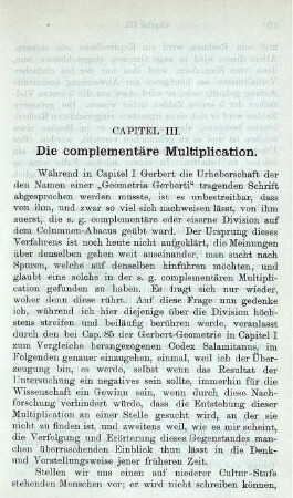 Capitel III. Die complementäre Multiplication.