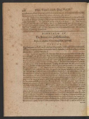Disputatio XV. De Bonorum possessionibus