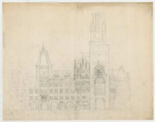Thiersch, Friedrich von; Dresden (Sachsen); Rathaus - Hauptfassade (Teilansicht)