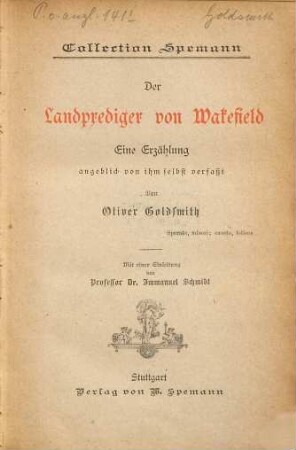 Der Landprediger von Wakefield