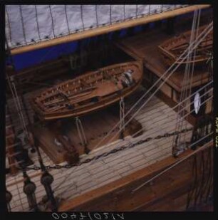 Vollmodell der norwegische Brigantine "Leon", 1880, Maßstab 1:50, Detailansicht