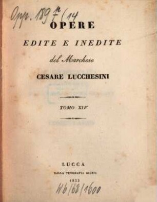 Opere edite e inedite, 14
