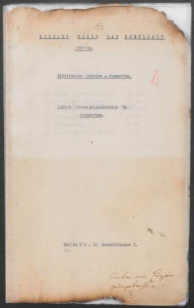 1927/28: Bericht über das Schuljahr ... - 1927/28