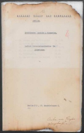 1927/28: Bericht über das Schuljahr ... - 1927/28