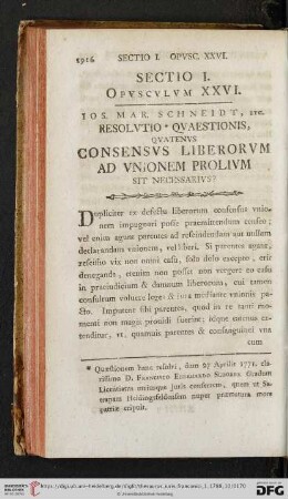 Sectio I. Opvscvlvm XXVI