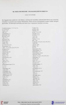 III. Index der Brāhmī- und Kharoṣṭhī-Inschriften