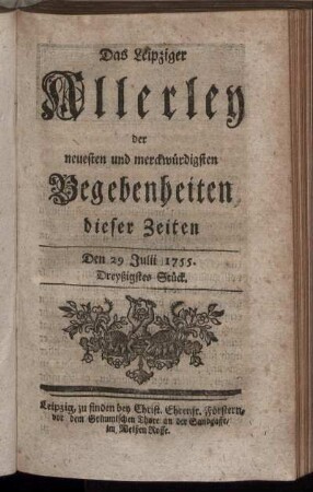 Den 29. Julii 1755. Dreyßigstes Stück.