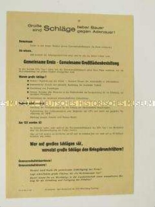 Propagandaflugblatt der SED Agitationskommission Eisenberg mit einem Aufruf zur Steigerung der Arbeitsproduktivität