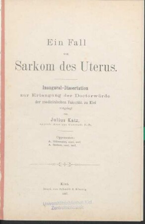 Ein Fall von Sarkom des Uterus
