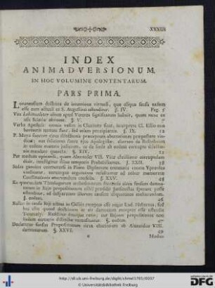 Index Animadversionum.