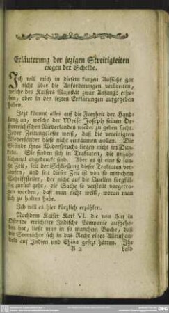 Erläuterung der jezigen Streitigkeiten wegen der Schelde