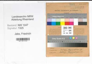 Entnazifizierung Friedrich Jabs , geb. 10.03.1888 (Angestellter)