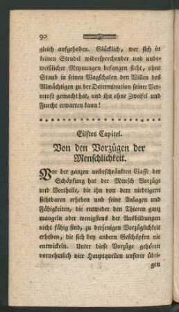 Eilftes Capitel. Von den Vorzügen der Menschlichkeit