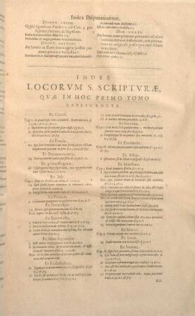 Index Locorvcm S. Scriptvarae, Qvae In Hoc Primo Tomo Explicantvr.