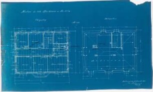 Pfarrhaus (und Entwurf für eine Kirche), Bochum-Hordel: Grundrisse Ober- und Dachgeschoss 1:50 (Detailskizze auf der Rückseite)