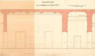Gärtner, Friedrich von; Athen (Griechenland); Königliche Residenz (Athener Schloss) - Wohnzimmer u. Kabinett (Längsschnitt)