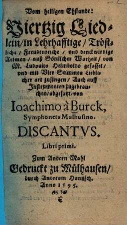 Vom heiligen Ehstande : Viertzig Liedlein