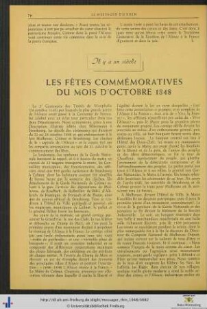 Les fêtes commémoratives du mois d'octobre 1848.