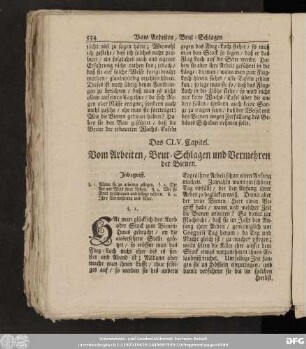 Das CLV. Capitel. Vom Arbeiten, Brut-Schlagen und Vermehren der Bienen