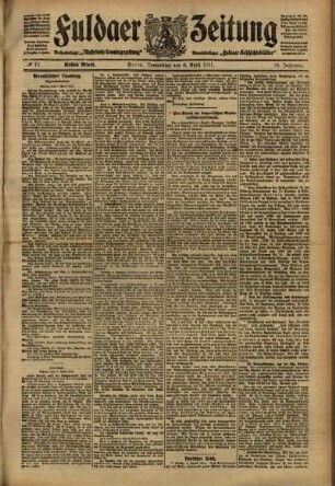 Erste Ausgabe vom Donnerstag, den 06. April 1911.