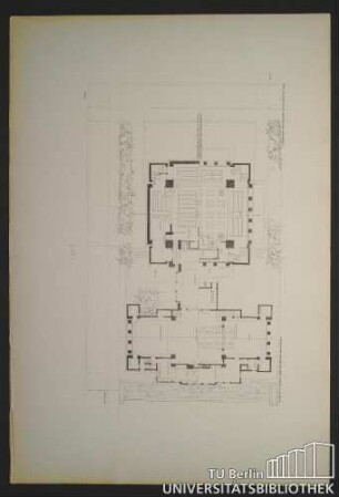 Tafel LXIV. Lageplan und Grundriss vom Unity-Tempel.