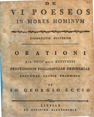 De vi poeseos in mores hominum, Dissertatio posterior