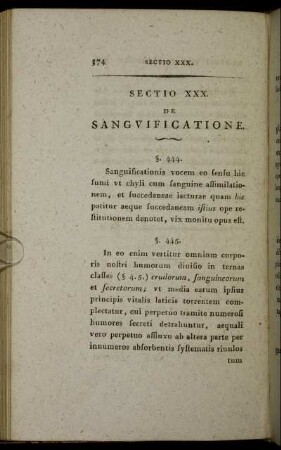 Sectio XXX. De Sanguificatione