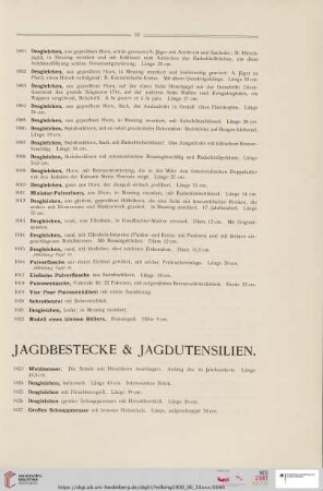 Jagdbestecke & Jagdutensilien (Nr. 1023 - 1116)