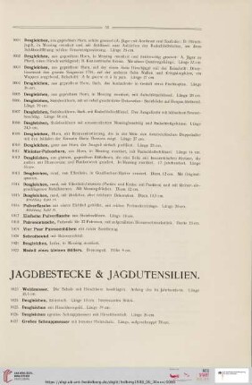 Jagdbestecke & Jagdutensilien (Nr. 1023 - 1116)