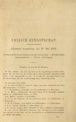 Algemeene vergadering van 29 Mei 1865