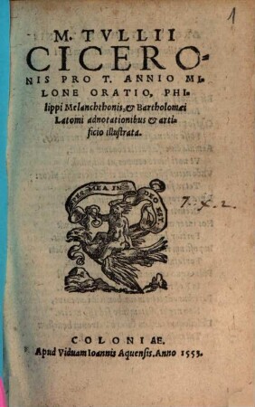 M. Tullii Ciceronis pro T. Annio Milone oratio