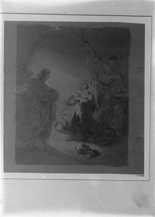 Kniender Greis vor Christus