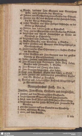 Neunzehendes Fach, No. 2. Zwitter, Zien-Stein, Geschiebe und dergleichen