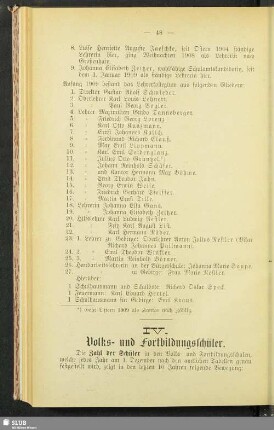 IV. Volks- und Fortbildungsschüler