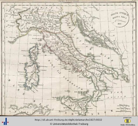 Italiae antiquae mappa nova. 1826.