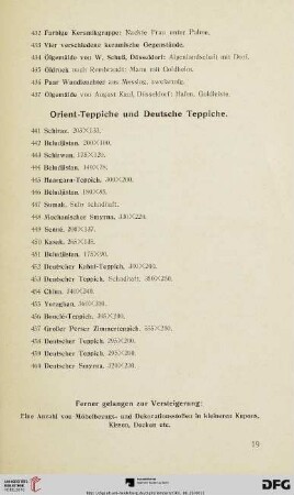 Orient-Teppiche und Deutsche Teppiche (Nr. 441-460)