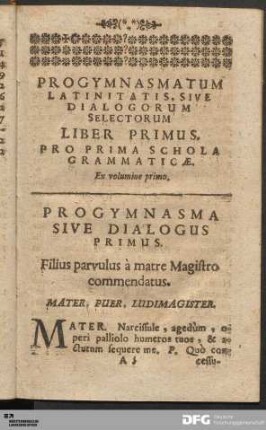 Ex volumine primo.