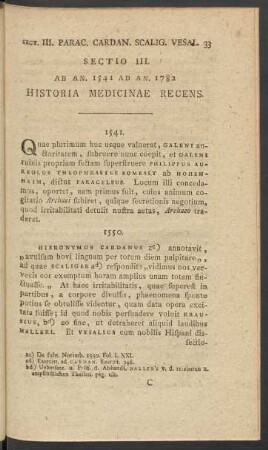 Sectio III. Ab An. 1541 Ad An. 1782 Historia Medicinae Recens