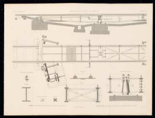 Drehscheibe von 38 Fuß Durchmesser: Details (aus: Atlas zur Zeitschrift für Bauwesen, hrsg. v. G. Erbkam, Jg. 15, 1865)