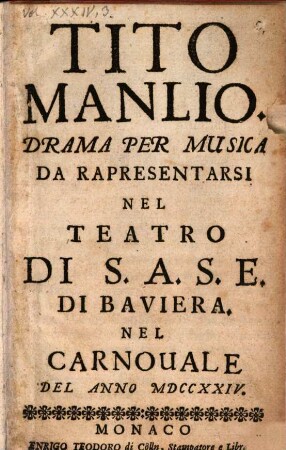 Tito Manlio : Drama per musica