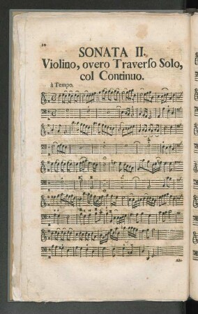 Sonata II. Violino, overo Traverso Solo, col Continuo.