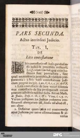 Pars Secunda. Actus intrinseci Judicio.