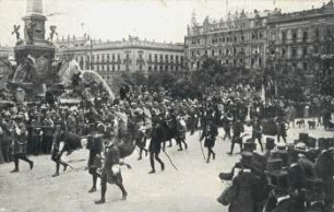 Historischer Festzug zur Universitäts-Jubelfeier in Leipzig: am 30. Juli 1909