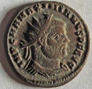 Römische Münze, Nominal Follis, Prägeherr Maximianus Herculius, Prägeort Cyzicus, Original