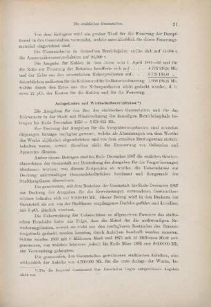 Anlagekosten und Wirthschaftsverhältnisse