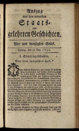 Vier und dreysigstes Stück. Coburg, den 17. Aug. 1748.