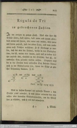 IX. Regula de Tri, in gebrochenen Zahlen