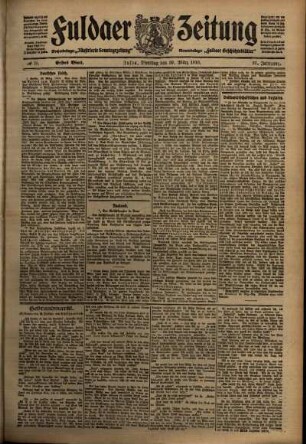 Erste Ausgabe vom Dienstag, den 29. März 1910.